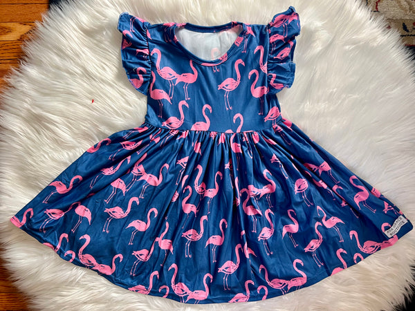 Flamingo Print Twirly Dress 6/12 mos Flamingo Print Twirly Dress 6/12 mos