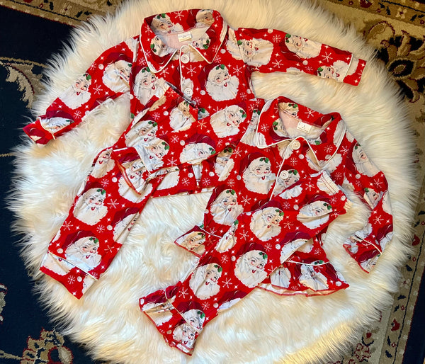 Christmas Santa Pajama Top and Bottom Outfit Set