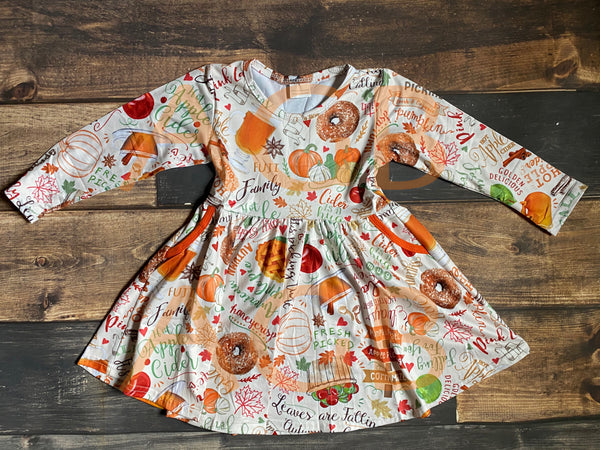 Thanksgiving Long Sleeve Pockets Twirly Dress