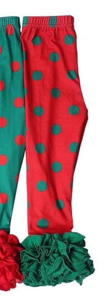 Red Polka Dots Green Icing Leggings - Ava Grace Boutique
