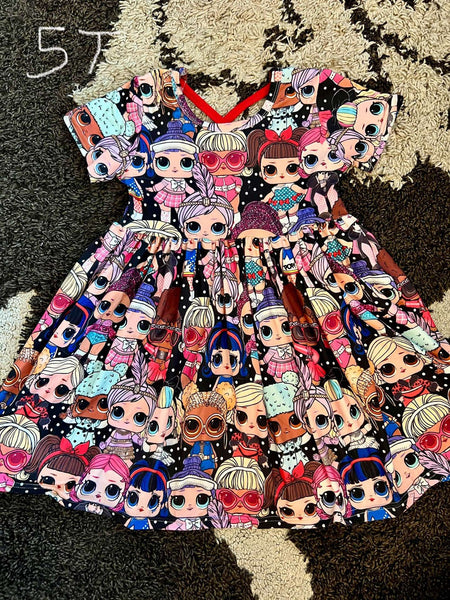 Girl Doll Print Dress 5T