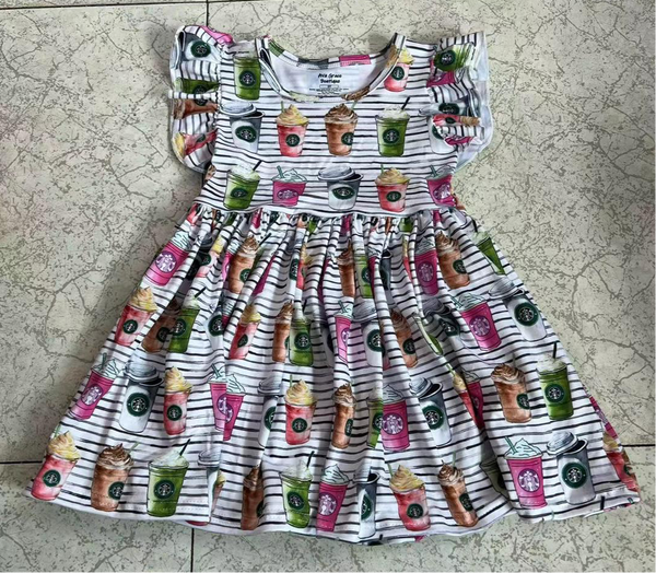 Coffee Print Dress - Preorder 6-8 weeks