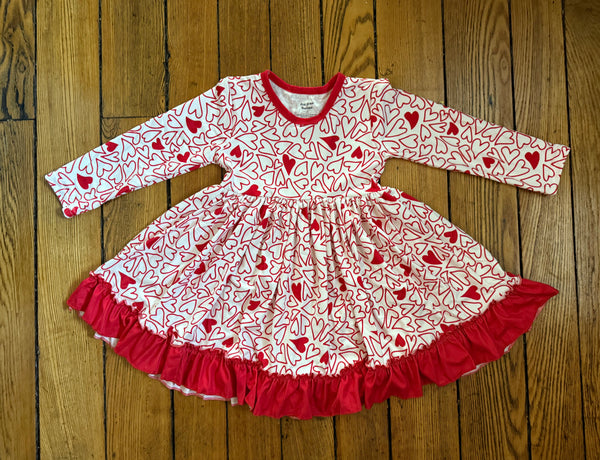 Valentine Twirly Ruffle Dress for Girls | Ava Grace Boutique