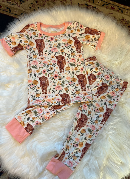 Highland Cow Girl Pajama Set