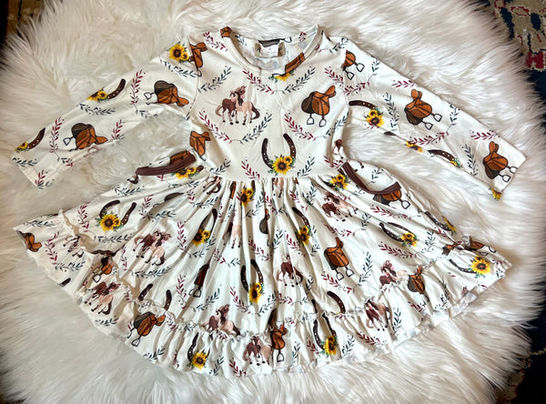 Horse Print Twirly Pocket Dress