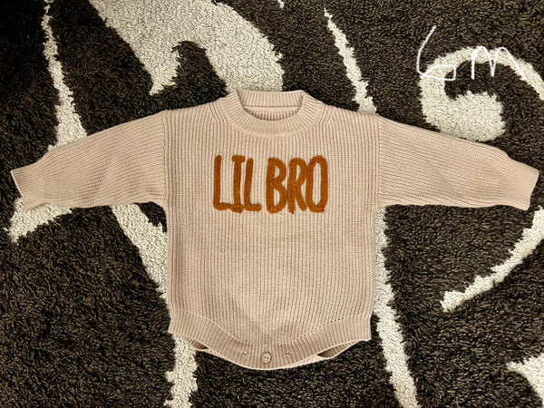 Baby Lil Bro Sweater Romper 6 months