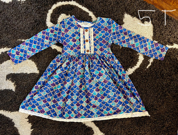 Mermaid Scale Long Sleeve Dress 5T