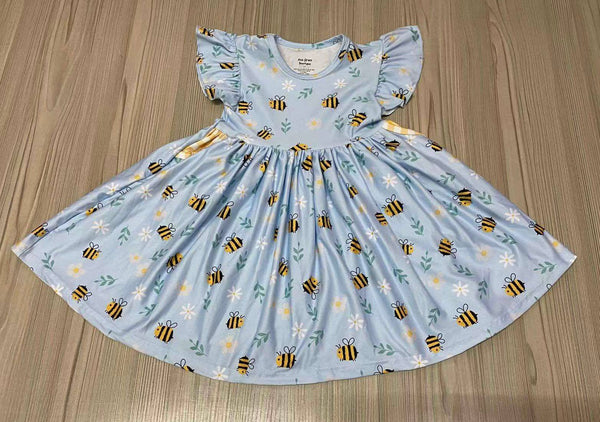 Bee Print Pocket Twirly Dress