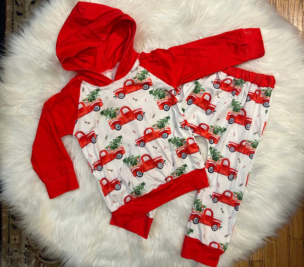 Christmas Red Truck Hoodie Outfit