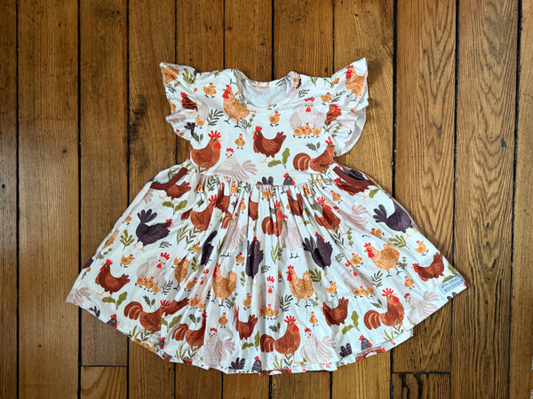 Chicken Print Twirly Dress A