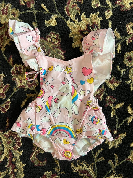 Unicorn Romper 6/12 mos New