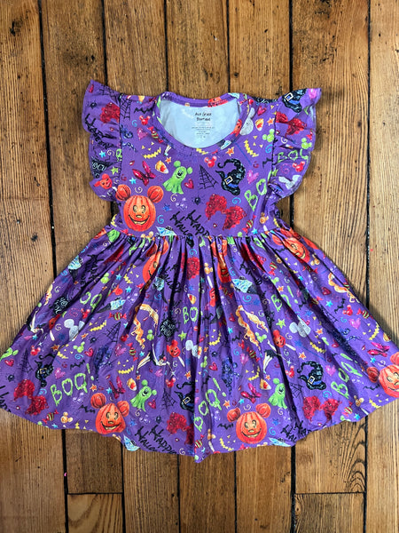 Halloween Pumpkin Mickey Twirly Dress