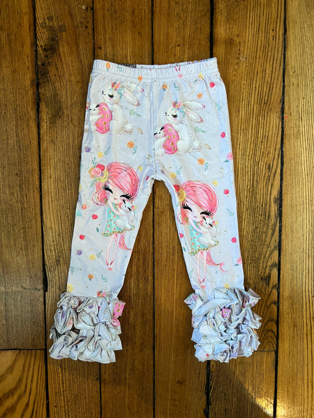 Easter Bunny Icing Ruffle Milk Silk Girl Leggings