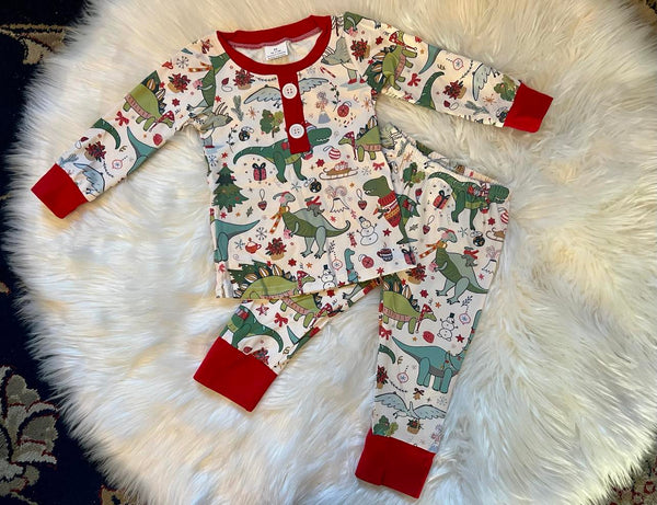Dinosaur Christmas Pajama Kid Set