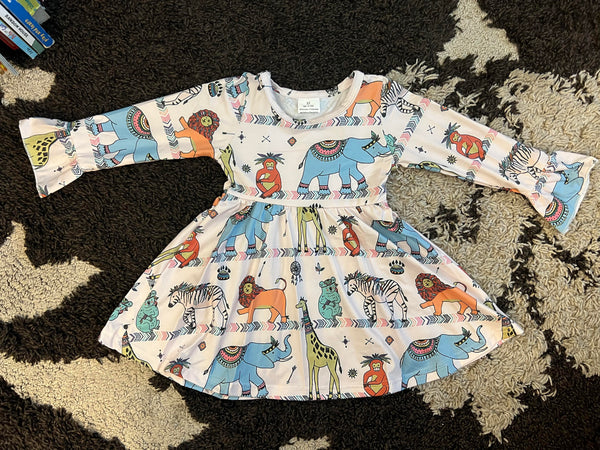 Animal Print Long Sleeve Girl Belle Dress 12/18 mos