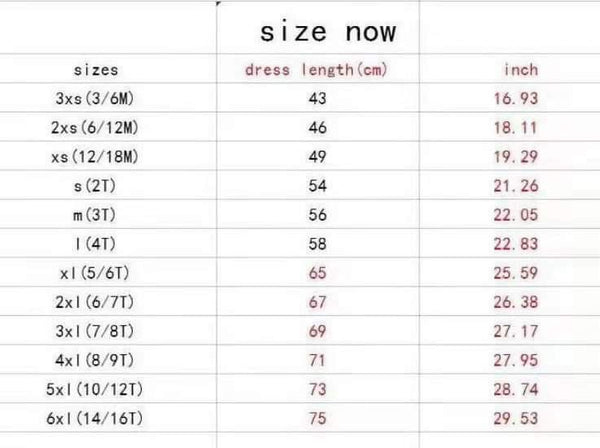 Sizing chart