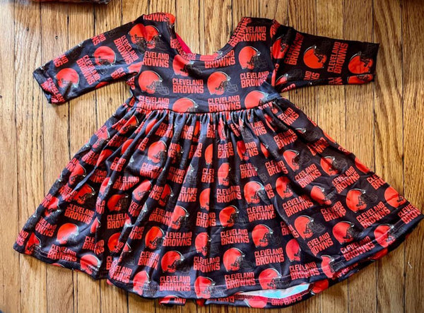 Cleveland Brown Dress 3 mos - Ava Grace Boutique
