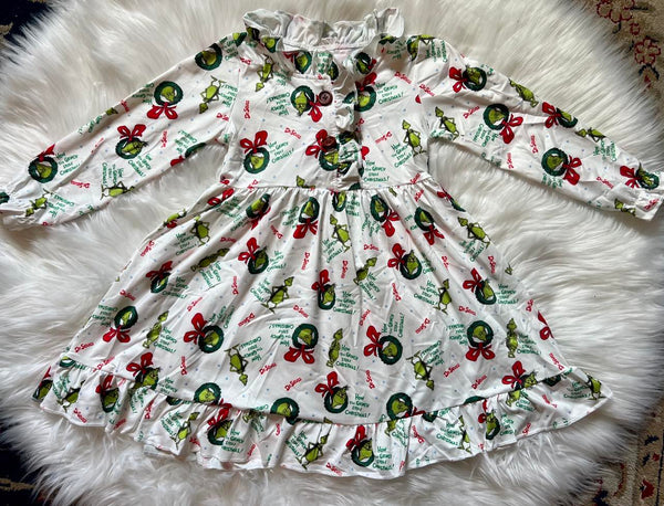 Christmas White Green Grinch Pajama Set