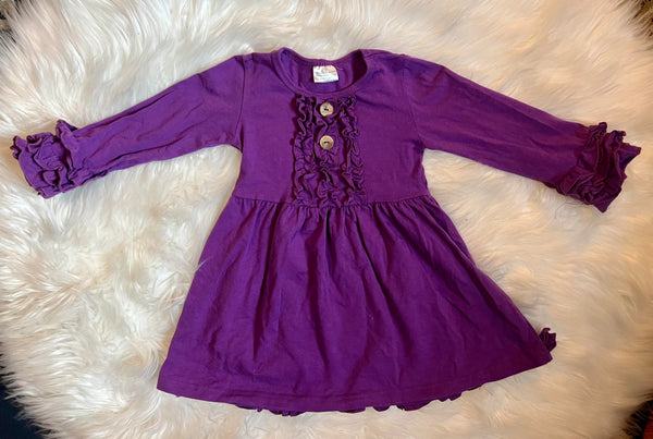 2T Purple Dress with Ruffle on Sleeve