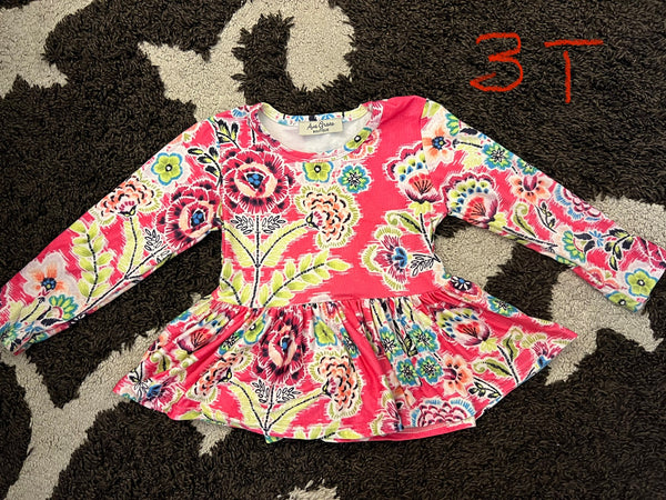 3T Girl Floral Peplum Top