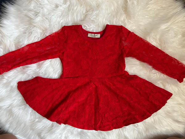 4T Red Lace Peplum Top