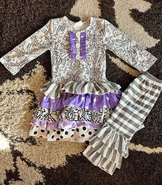 Girl Ruffle Dress and Legging Outfit VGUC