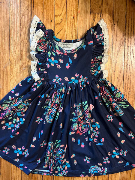 Navy Roses Dress 18 mos NEW