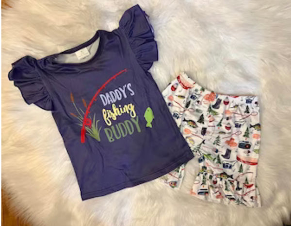 Fishing Print Summer Girl Outfit