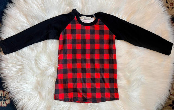 Buffalo Plaid Raglan Top