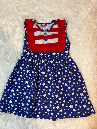 4th of July Stars with Red/White Tunic Girl Dress