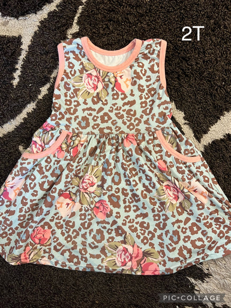 Leopard Cheetah Floral Dress 2T