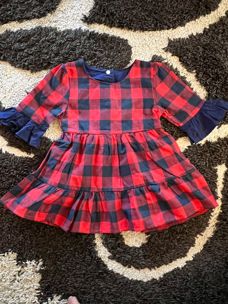 2T Buffalo Plaid Dress - Like New