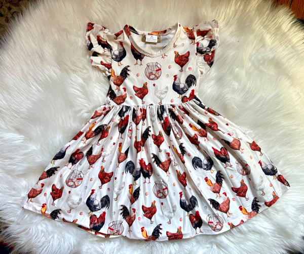 Chicken Print Twirly Dress C