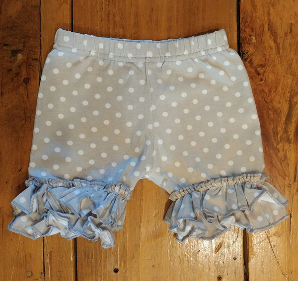 Grey Polka Dots Ruffle Shorts