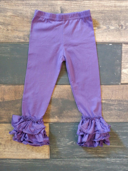 Purple Truffle Triple Ruffle Leggings - Ava Grace Boutique
