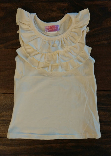 Ivory Front Ruffle Tank Top