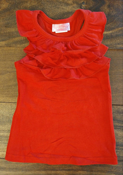 Red Front Ruffle Tank Top - Ava Grace Boutique