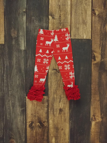 Reindeer and Christmas Tree Icing Leggings - Ava Grace Boutique