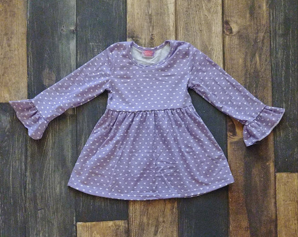 Valentine's Purple Polka Hearts Pearl Knit Dress