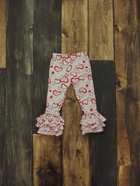 Red Hearts Knit Truffle Triple Ruffle Leggings - Ava Grace Boutique
