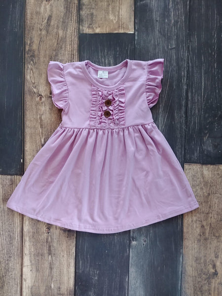 Purple Front Ruffle Pearl Knit Dress - Ava Grace Boutique