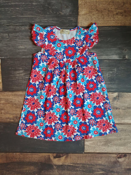 Red Blue Floral Knit Dress - Ava Grace Boutique