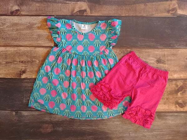 Seashell Print Tunic Dress and Short Set - Ava Grace Boutique