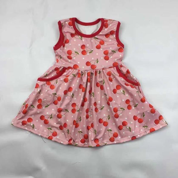 Cherry Print Tank Pocket Twirly Dress
