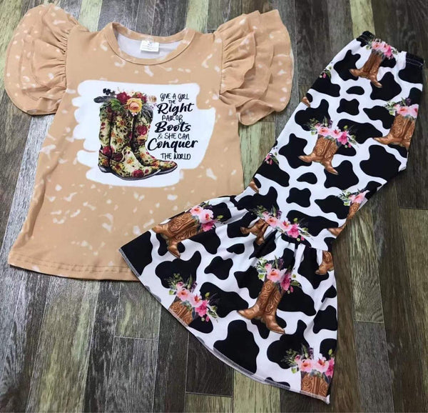 Country Cowgirl Boots Top and Belle Bottom Set