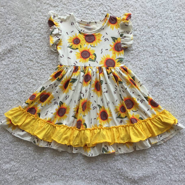 Yellow Sunflower Ruffle Dress - Preorder