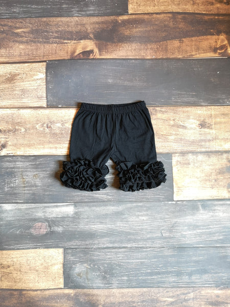 Black Triple Icing Ruffle Shorts