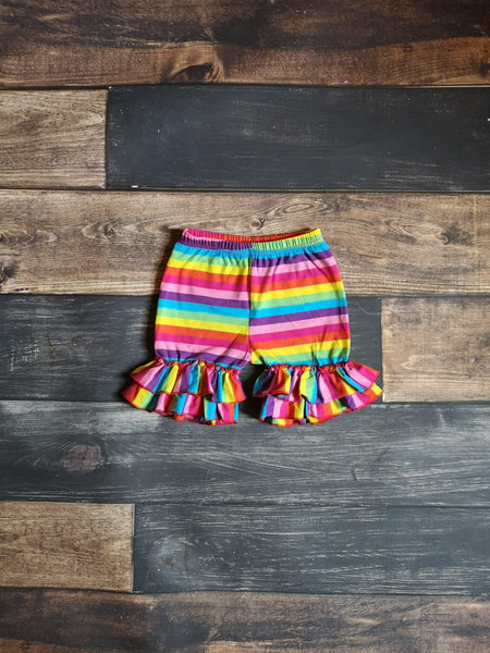 Rainbow Ruffle Shorts - Ava Grace Boutique
