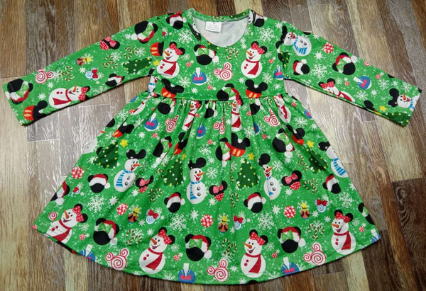 Mickey Christmas Long Sleeve Twirly Dress