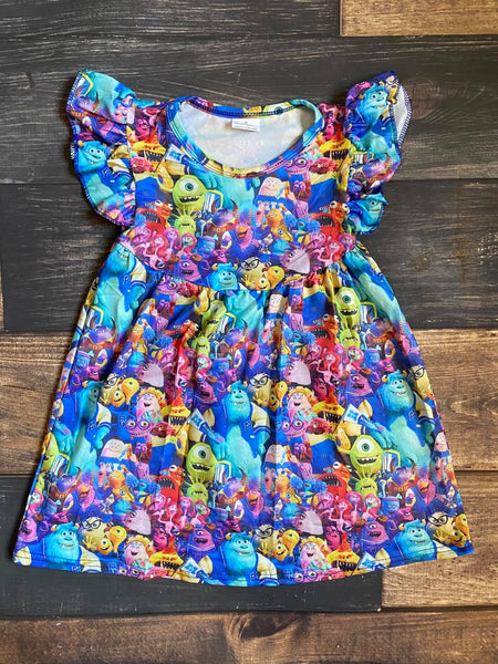 Monster Print Girl Dress